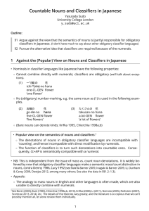 Countable Nouns and Classiﬁers in Japanese