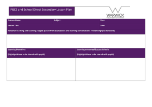 PGCE and School Direct Secondary Lesson Plan