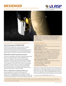 MESSENGER Mercury Surface, Space Environment, Geochemistry, and Ranging Mission