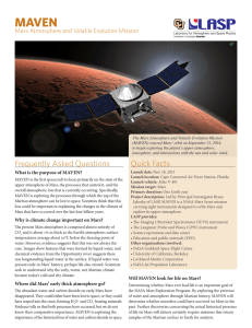 MAVEN Mars Atmosphere and Volatile Evolution Mission