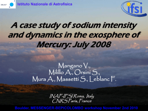 A case study of sodium intensity Mercury: July 2008 Mangano V.,