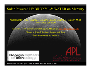 Solar Powered HYDROXYL &amp; WATER on Mercury Karl Hibbitts , Gregory Grieves