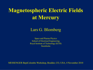 Magnetospheric Electric Fields at Mercury Lars G. Blomberg