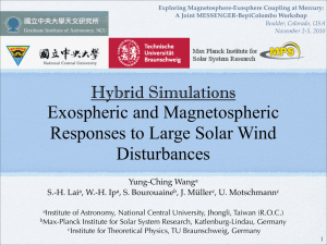 Exospheric and Magnetospheric Responses to Large Solar Wind Disturbances Hybrid Simulations