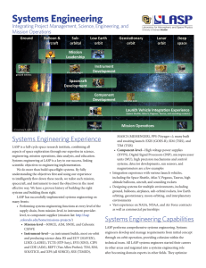 Systems Engineering Systems Engineering Experience Integrating Project Management, Science, Engineering, and Mission Operations