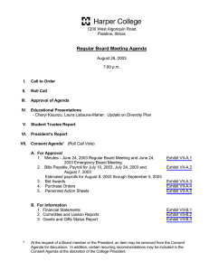 Regular Board Meeting Agenda