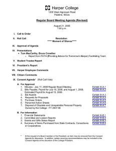 Regular Board Meeting Agenda (Revised)