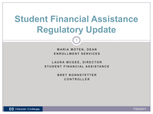 Student Financial Assistance Regulatory Update 1