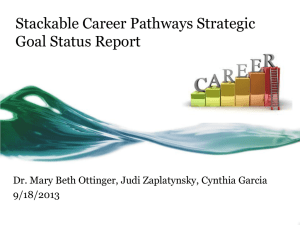 Stackable Career Pathways Strategic Goal Status Report 9/18/2013