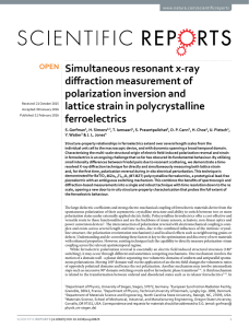 Simultaneous resonant x-ray diffraction measurement of polarization inversion and lattice strain in polycrystalline