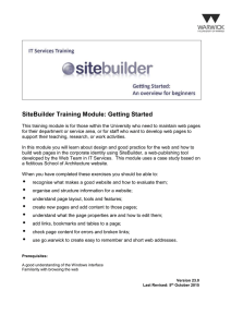 SiteBuilder Training Module: Getting Started