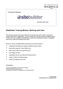 SiteBuilder Training Module: Working with links