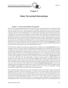 Solar-Terrestrial Interactions Chapter 4 Section 1.—The Terrestrial Space Environment ��
