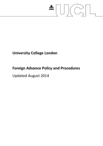 Updated August 2014 University College London Foreign Advance Policy and Procedures