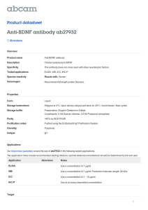 Anti-BDNF antibody ab27932 Product datasheet 1 Abreviews Overview