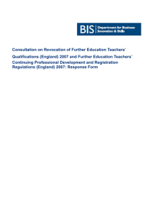 Consultation on Revocation of Further Education Teachers