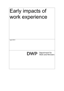 Early impacts of work experience  April 2012