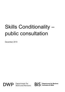 Skills Conditionality – public consultation December 2010