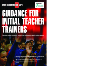 GUIDANCE FOR INITIAL TEACHER TRAINERS