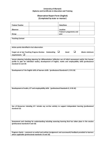 Observation Report Form (English) (Completed by tutor or mentor) University of Warwick