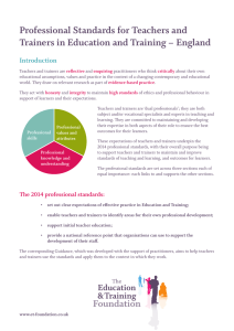 Professional Standards for Teachers and Introduction