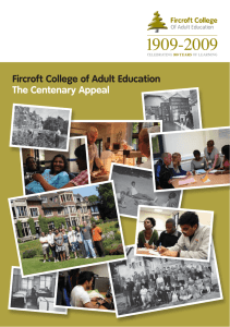 Fircroft College of Adult Education The Centenary Appeal