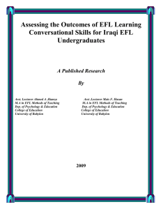 Assessing the Outcomes of EFL Learning Conversational Skills for Iraqi EFL Undergraduates