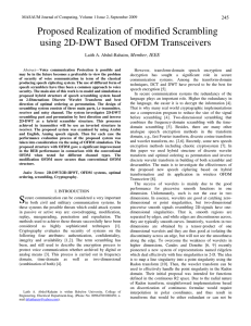 Proposed Realization of modified Scrambling using 2D-DWT Based OFDM Transceivers  245