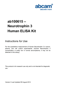 ab100615 – Neurotrophin 3 Human ELISA Kit Instructions for Use