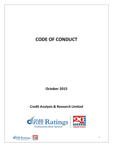 CODE OF CONDUCT October 2015 Credit Analysis &amp; Research Limited