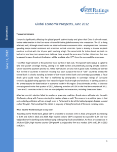 Global Economic Prospects, June 2012 s ic