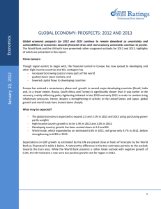 GLOBAL ECONOMY: PROSPECTS: 2012 AND 2013 s ic