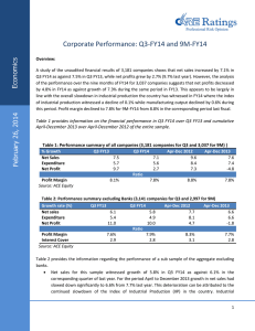 Corporate Performance: Q3-FY14 and 9M-FY14 s ic