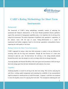 CARE‘s Rating Methodology for Short Term Instruments Background