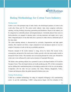 Rating Methodology for Cotton Yarn Industry Background