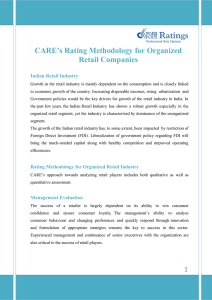 CARE’s Rating Methodology for Organized Retail Companies  Indian Retail Industry