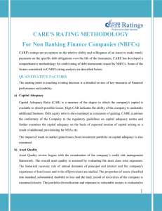 CARE'S RATING METHODOLOGY For Non Banking Finance Companies (NBFCs)
