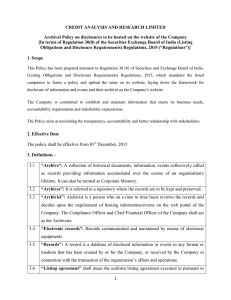 CREDIT ANALYSIS AND RESEARCH LIMITED