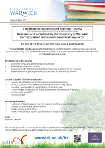 Certificate in Education and Training – level 4