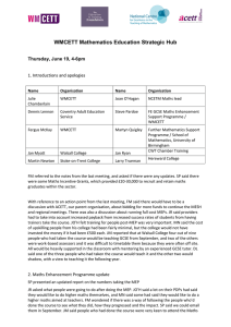 WMCETT Mathematics Education Strategic Hub Thursday, June 19, 4-6pm