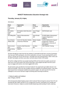 WMCETT Mathematics Education Strategic Hub Thursday, January 22, 4-6pm,