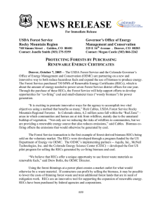 NEWS RELEASE  USDA Forest Service Governor’s Office of Energy