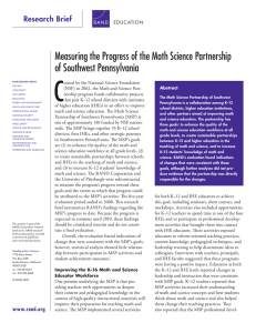 C Measuring the Progress of the Math Science Partnership of Southwest Pennsylvania