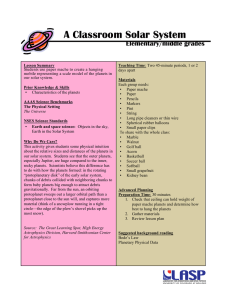 A Classroom Solar System Elementary/middle grades