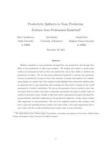 Productivity Spillovers in Team Production: Evidence from Professional Basketball