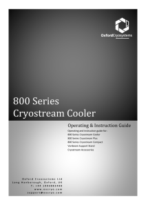 800 Series Cryostream Cooler Operating &amp; Instruction Guide