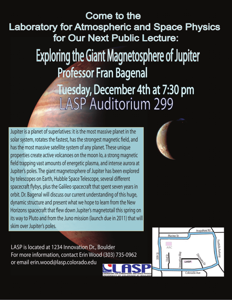 LASP Auditorium 299 Exploring the Giant Magnetosphere of Jupiter ...