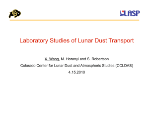 Laboratory Studies of Lunar Dust Transport