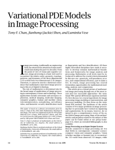 I Variational PDE Models in Image Processing