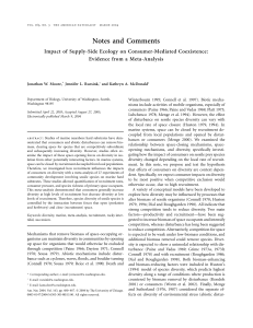 Notes and Comments Impact of Supply-Side Ecology on Consumer-Mediated Coexistence: